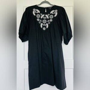 NWT Strut & Bolt Darling Black Dress with White Embroidery, Large